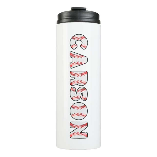 Garrafa Térmica Nome Personalizado de Letras Baseball (Frente)