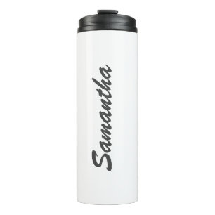 Garrafa Térmica Nome personalizado de script simples branco