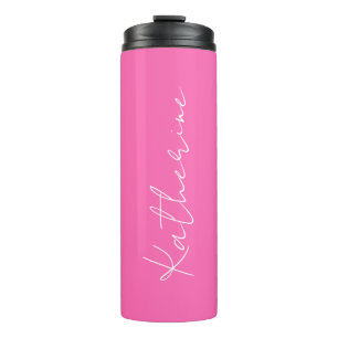 Garrafa Térmica Nome Personalizado do Moderno Elegante Rosa Quente