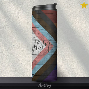 Garrafa Térmica Nome Personalizado do Sinalizador do Orgulho do Pr