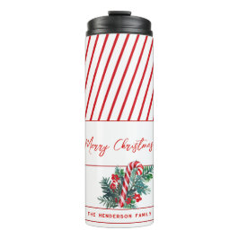 Garrafa Térmica Nome personalizado | Doces Cane & Red Stripes Nata