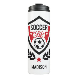 Garrafa Térmica Nome personalizado e cor Soccer Tumbler do logotip