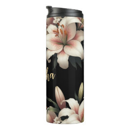 Garrafa Térmica Nome personalizado exclusivo, lírio floral