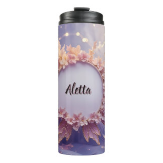 Garrafa Térmica Nome Personalizado Fada Floral Themed: Tumblers Té