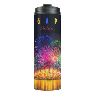Garrafa Térmica Nome personalizado Fireworks de Singapura