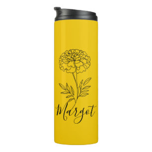 Garrafa Térmica Nome Personalizado Flor de Nascimento de Outubro M