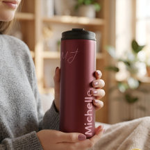 Nome Personalizado Minimalista Elegante Burgundy &