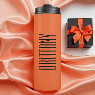 Garrafa Térmica Nome Personalizado Mínimo Laranja Bridesmaid Simpl