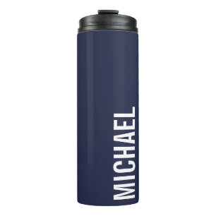Garrafa Térmica Nome Personalizado Mínimo Moderno e marinho Azul