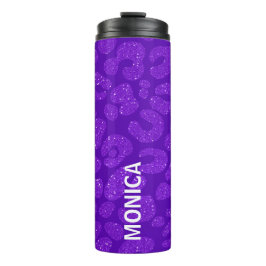 Garrafa Térmica Nome Personalizado Moderno Glitter Roxo Elegante