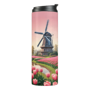 Garrafa Térmica Nome Personalizado Países Baixos Windmills
