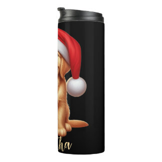 Garrafa Térmica Nome personalizado, Papai noel de visto de filhote