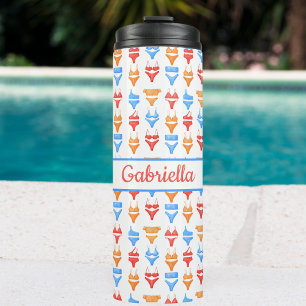Garrafa Térmica Nome Personalizado Praia da Piscina de Verão Diver