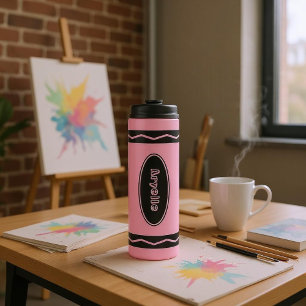 Garrafa Térmica Nome personalizado Tumbler de bebida cor-de-rosa-d