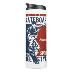 Garrafa Térmica Nome personalizado Tumbler de skate