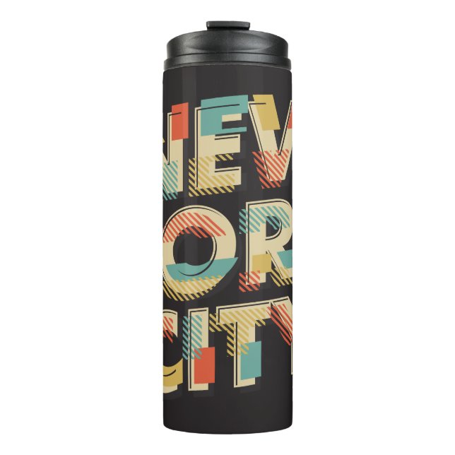 Garrafa Térmica Nome personalizado Tumbler tipografia Nova Iorque (Frente)