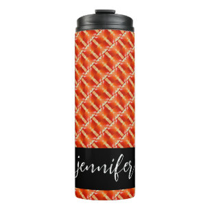 Garrafa Térmica Nome personalizável Padrão laranja sem costura