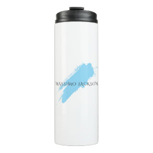 Garrafa Térmica Nome Próprio Decorativo Chic Simples Azul Branco