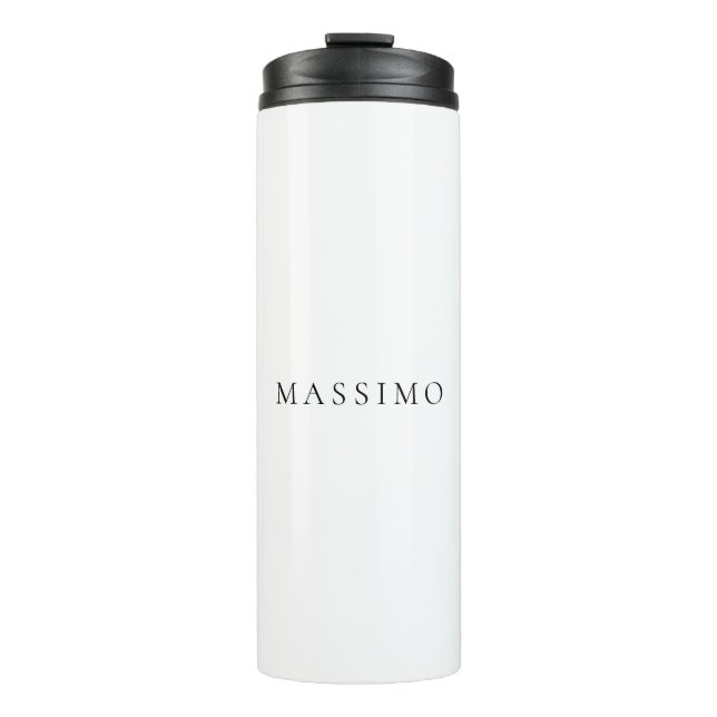 Garrafa Térmica Nome Próprio Decorativo Chic Simples Preto Branco (Frente)