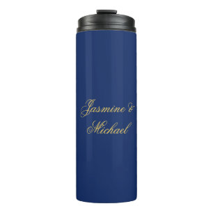 Garrafa Térmica Nomes de Casal de Caligrafia Chic Adorável Azul e 