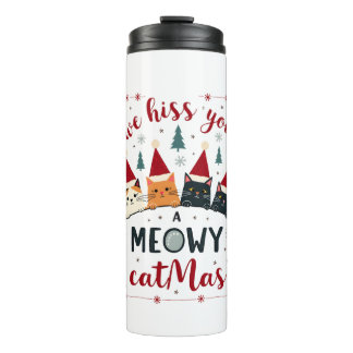 Garrafa Térmica Nós te Assobiamos um Gato Feliz Catmas Funny Cat N