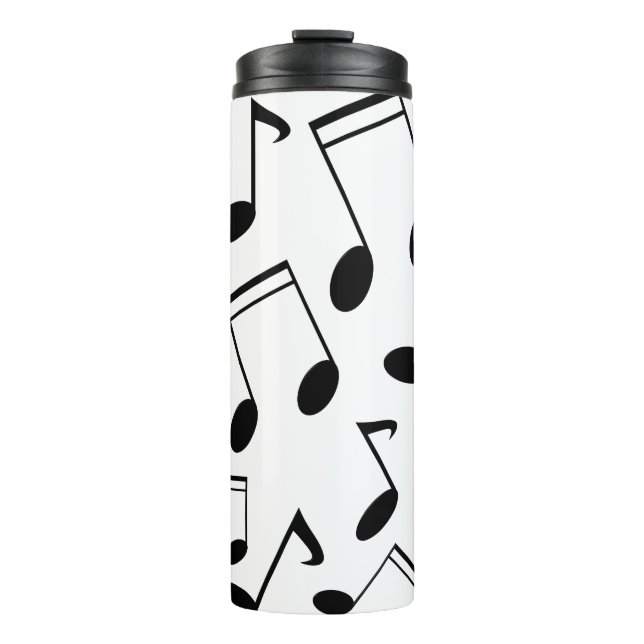 Garrafa Térmica Notas de música em preto (Frente)