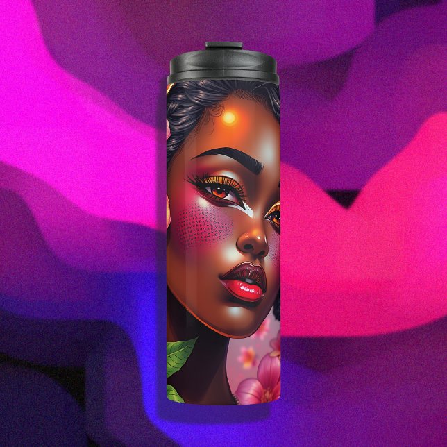 Garrafa Térmica Notas Musicais bonito das Flores Rosa (Criador carregado)