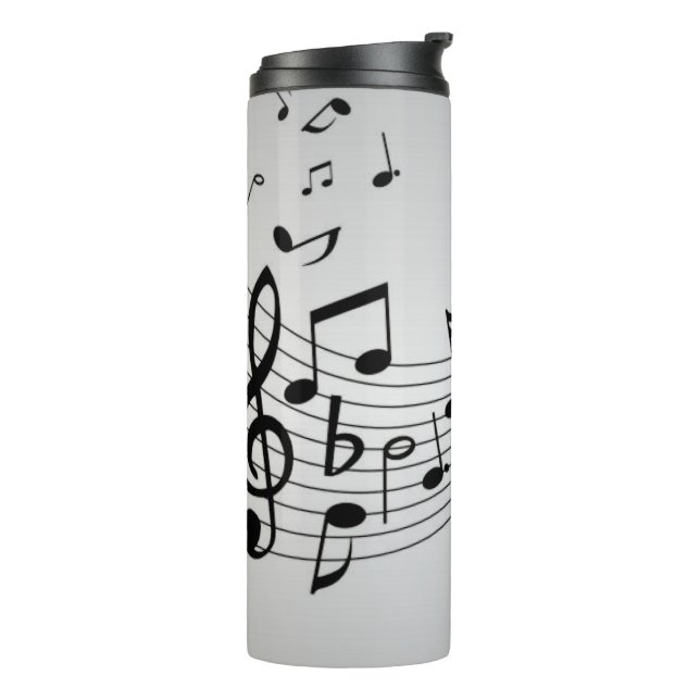 Garrafa Térmica Notas Musicais em Prata (Giro à esquerda)