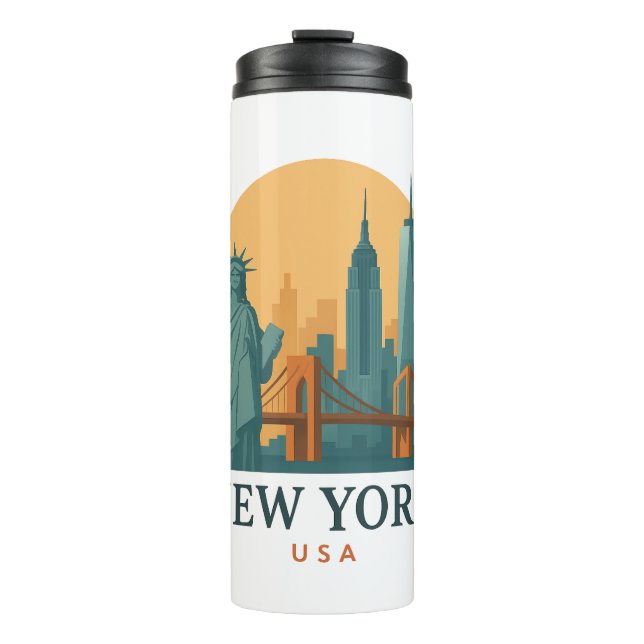 Garrafa Térmica Nova York Clássica – Viagem Minimalista  (Frente)