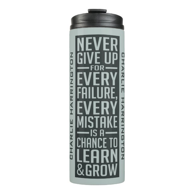 Garrafa Térmica NUNCA DESISTIR do tumbler de nome personalizado op (Frente)