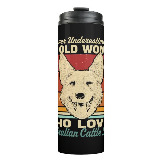 Garrafa Térmica Nunca Subestime Uma Mulher Velha Que Ama Austral (Frente)