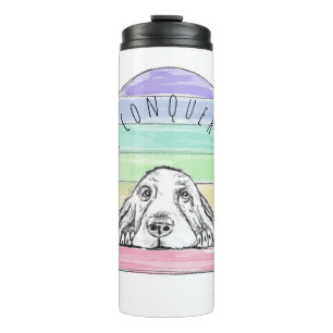 Garrafa Térmica o amor conquista tudo cachorro arco-íris basset ho