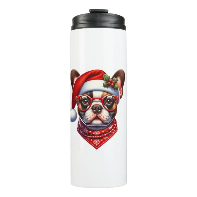 Garrafa Térmica O Buldogue Francês Santa Hat Frenchie Ugly C (Frente)