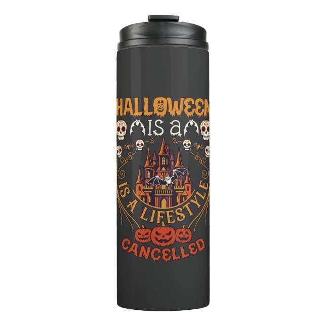 Garrafa Térmica O Halloween É Estilo de Vida Cancelado Castelo Cav (Frente)
