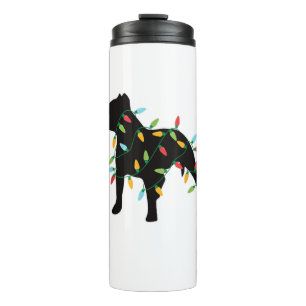 Garrafa Térmica O Natal Pitbull Luz o Natal Dog Lover