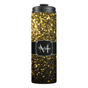 Garrafa Térmica O ouro amarelo bonito sparkles monograma