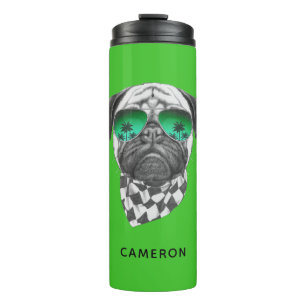 Garrafa Térmica O Pug de Miami adiciona seu nome