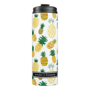 Garrafa Térmica O teste padrão na moda   do abacaxi adiciona seu