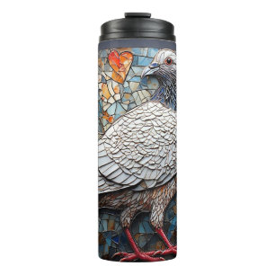 Garrafa Térmica Obra de Arte Mosaico de um Pombo com Desenhos de C