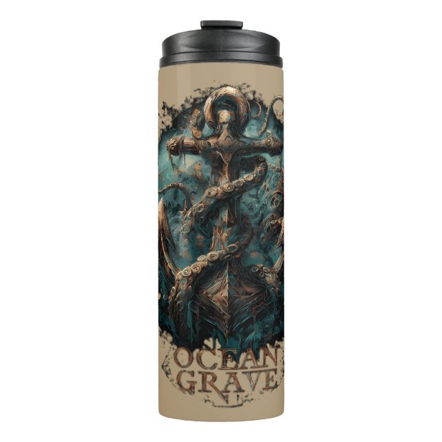 Garrafa Térmica Ocean Grave Kraken Anchor Dark Fantasy (Frente)