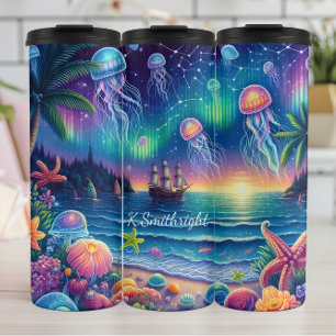 Garrafa Térmica Ocean Jellyfish Aurora Fantasy Sunset