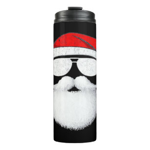 Garrafa Térmica Óculos de sol com rosto do Papai Noel com chapéu b