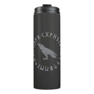 Garrafa Térmica Odin Corvo do Corvo Mitologia Viking runas rúnico
