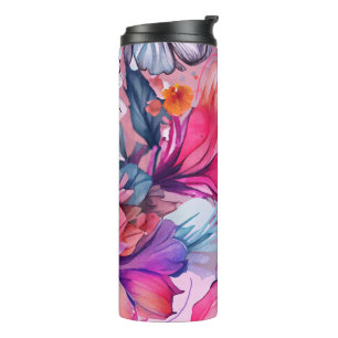 Garrafa Térmica Olá, Primavera Felicidade, Flores Rosa Vibrantes