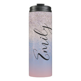Garrafa Térmica Ombre Faux Brilho Colorido Monograma Nome     