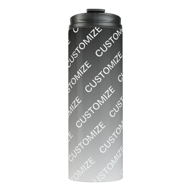 Garrafa Térmica Ombre & Padrão de Texto (cor mutável) Cinza (Frente)