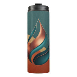 Garrafa Térmica Onda de Lágrima Moderna em Azul Cobre e Dourado