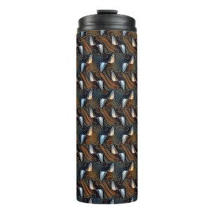 Garrafa Térmica Ondas de Cobre Padrão de Fluxo Geométrico Abstrato