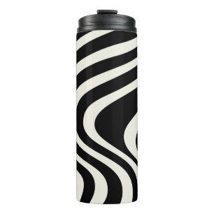 Garrafa Térmica Ondas de estilo retrô preto e branco