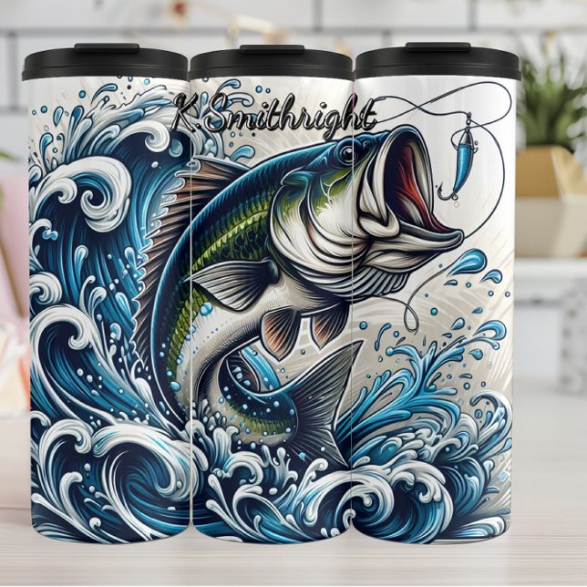 Garrafa Térmica Ondas de Oceano de Espalhamento de Bass (Criador carregado)